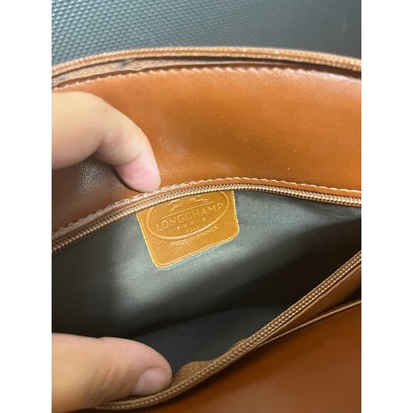 Longchamp Brown Leather Crossbody Style Bag Purse Paris Vintage - Picture 8 of 15